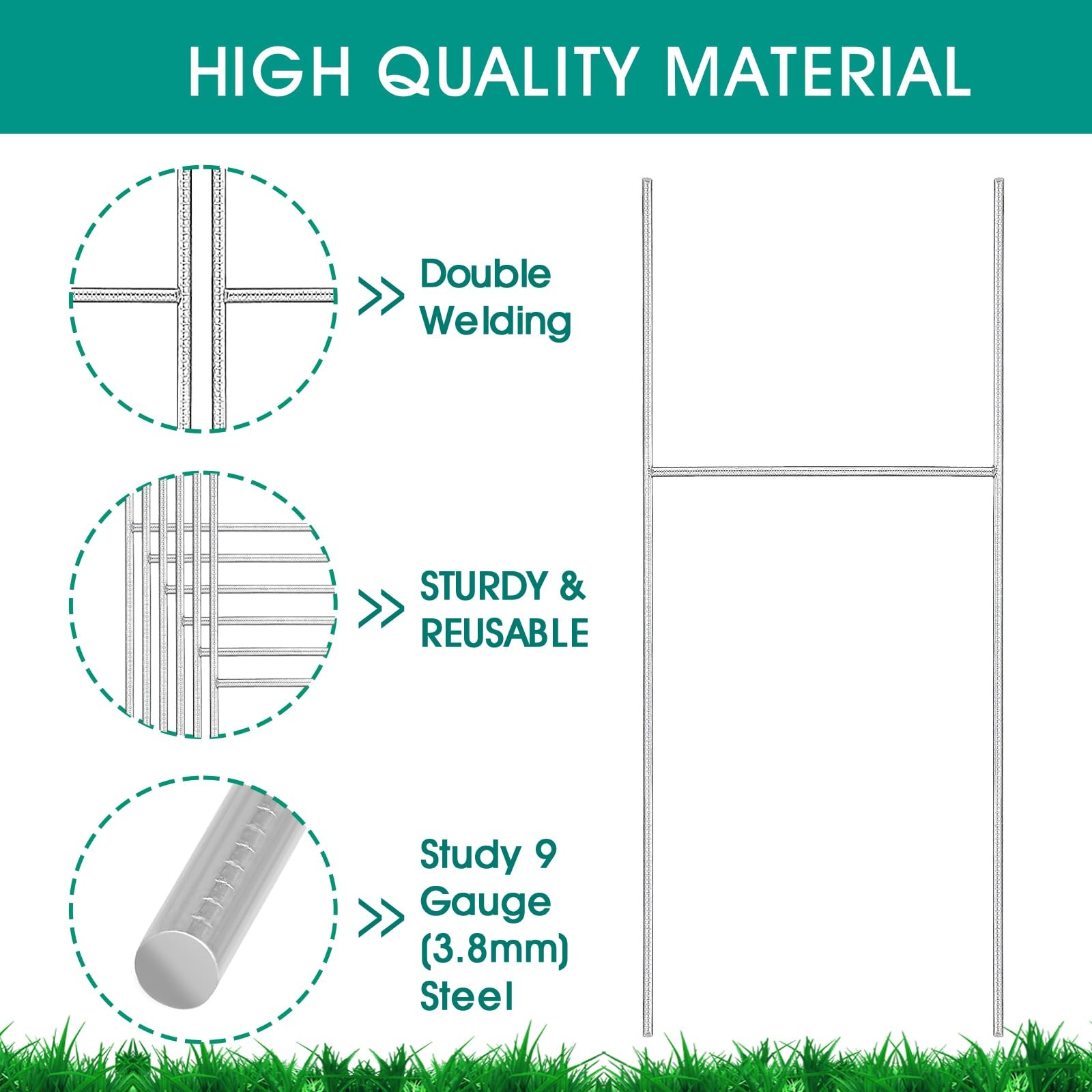 GUGEMEI 4 Pack Yard Sign Stakes Metal, 17X8 INCH Heavy INCH-4PCS, Silver