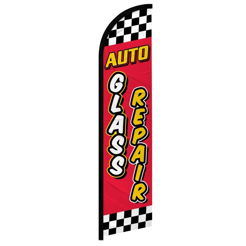 Auto Glass Repair RD/YW Windless Full Sleeve Advertising Window Fix Banner Flag