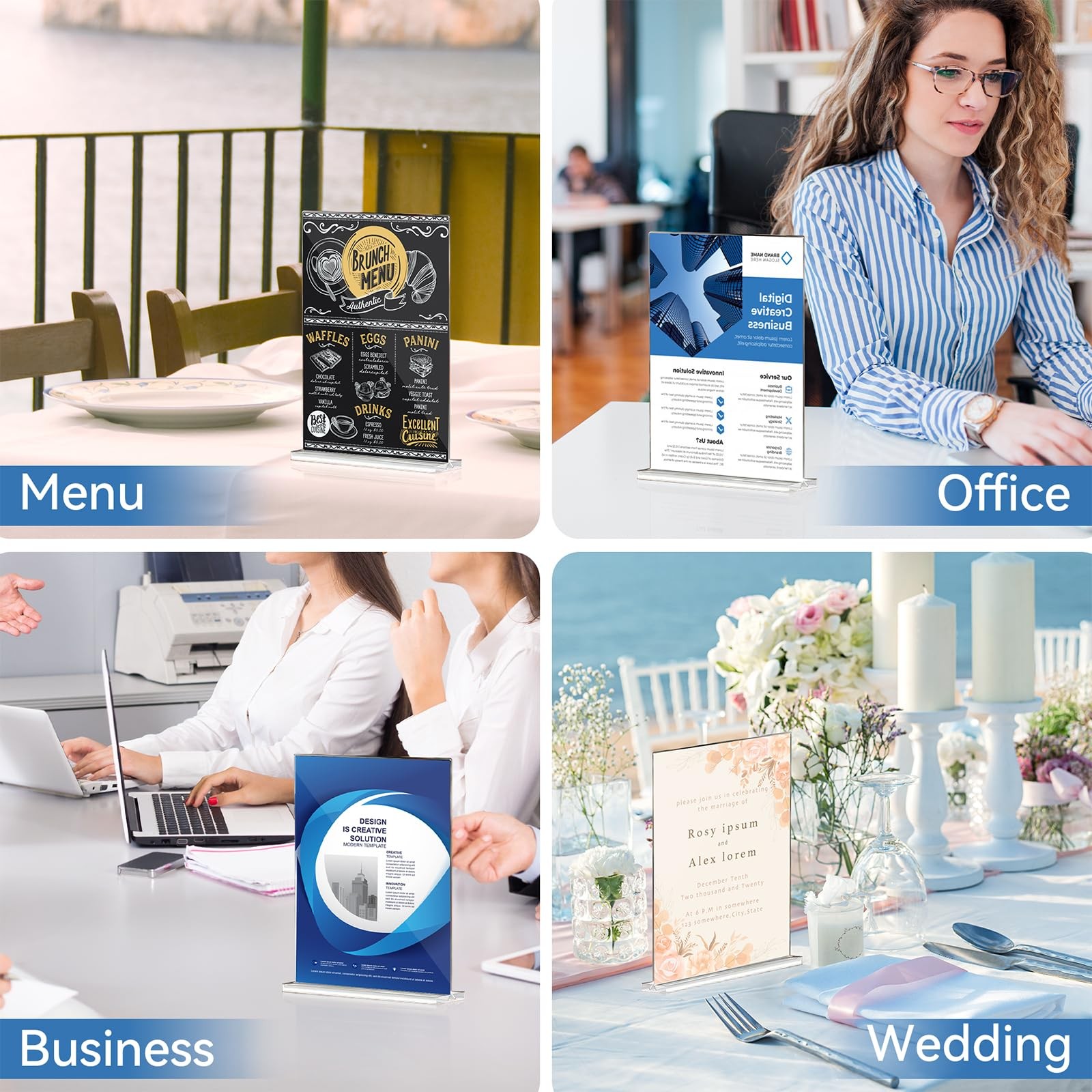 Daofary Acrylic Sign Holder 8.5 x 11 Inches 10 Pack, Double-Sided Stand clear