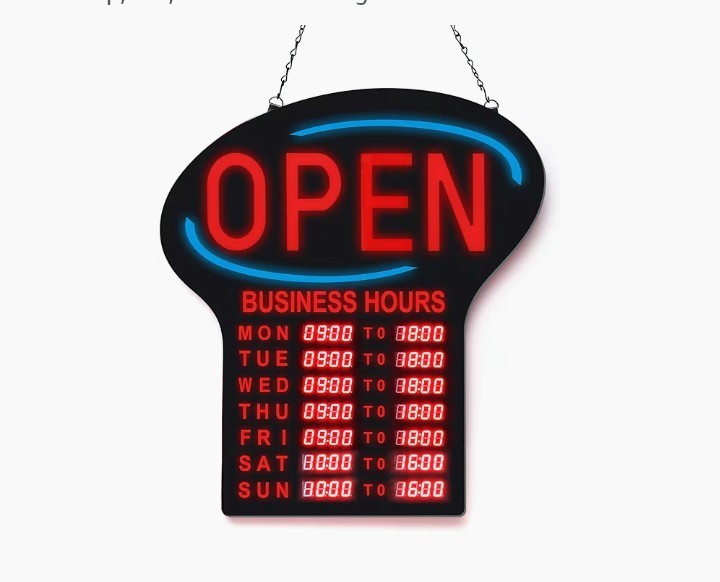 LED Open Sign for Business with Programmable Store Hours – 24×17&Prime; Large Electron