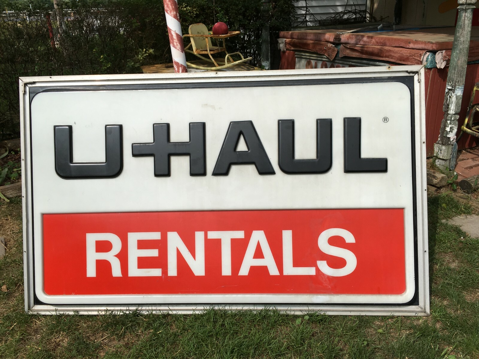 Large U Haul Plastic Sign in Aluminum Frame 73in x 44in