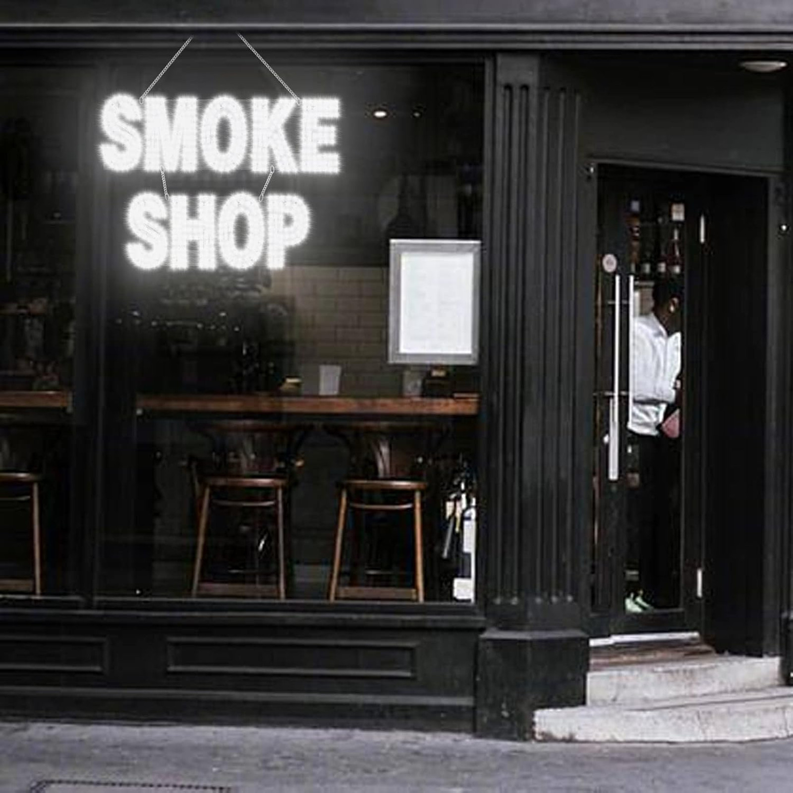 30×20 Inch Led Smoke Shop Sign, Bright White Light, Hanging Retail Store Window
