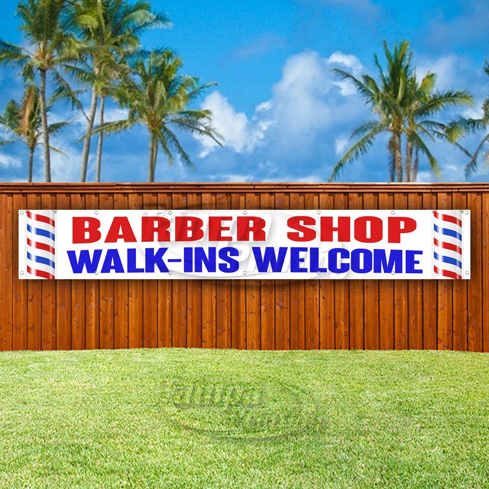 BARBER SHOP WALK-INS WELCOME Advertising Vinyl Banner Flag Sign USA XL01502