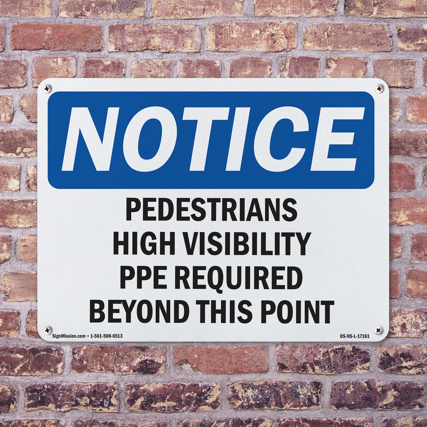 Pedestrians High Visibility PPE Required OSHA Notice Sign, Decal 5 or 10 Pack