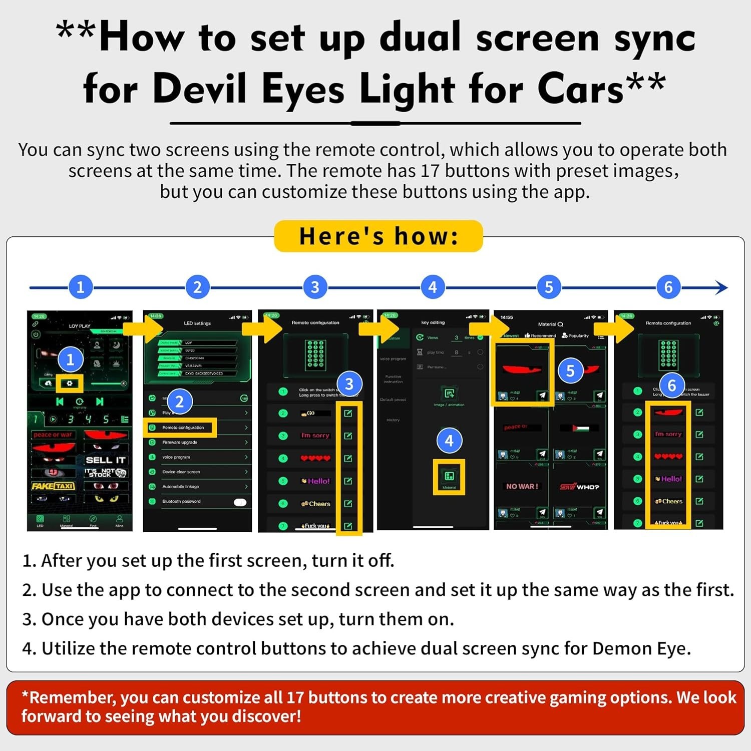 Devil&rsquo;s Eye 2-Pack: Color-Changing LED Windshield Display for Cars & Trucks