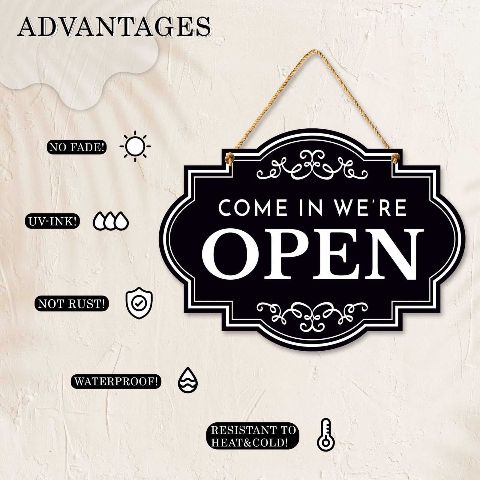 11×8 Inch Open Closed Sign Double Sided Hanging Sign for Stores Restaurants