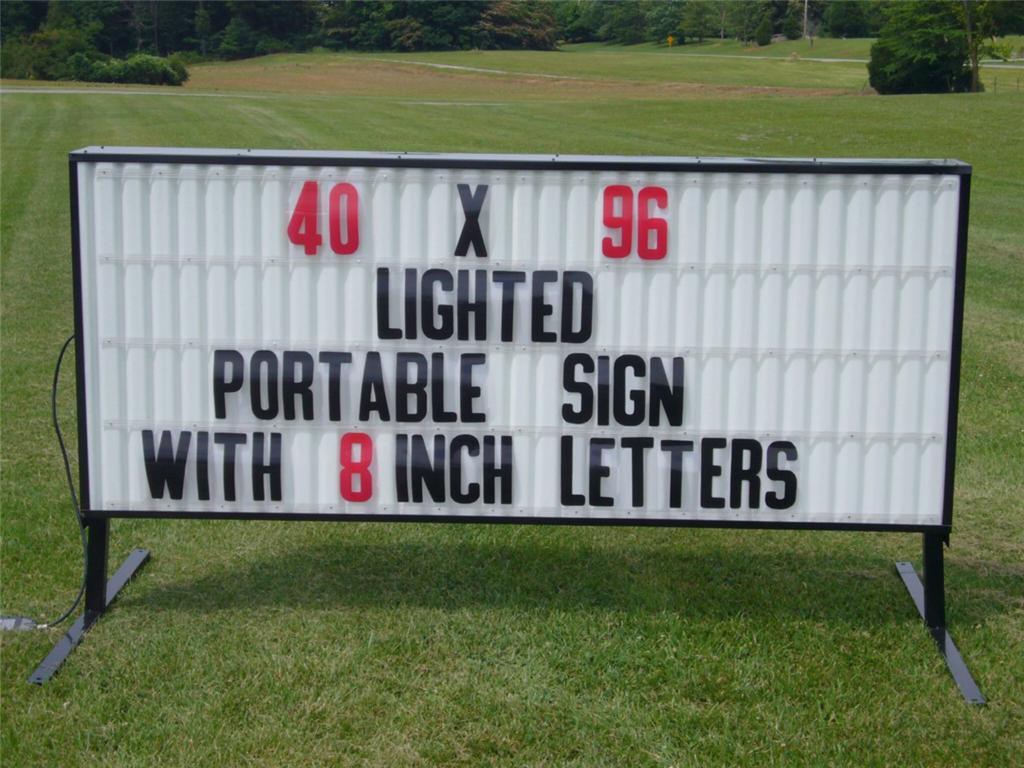 NEW PORTABLE MARQUEE LIGHTED BUSINESS SIGN W/ 8&Prime; LETTERS 40&Prime;X96&Prime; MESSAGE AREA