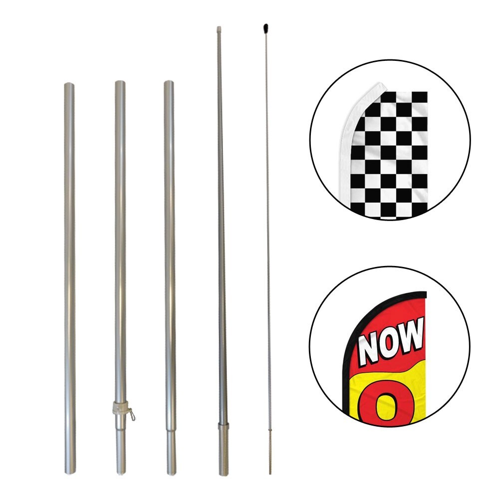 16ft Hybrid Swooper Pole Feather Flag Pole Flutter Flag Pole Convertible Pole
