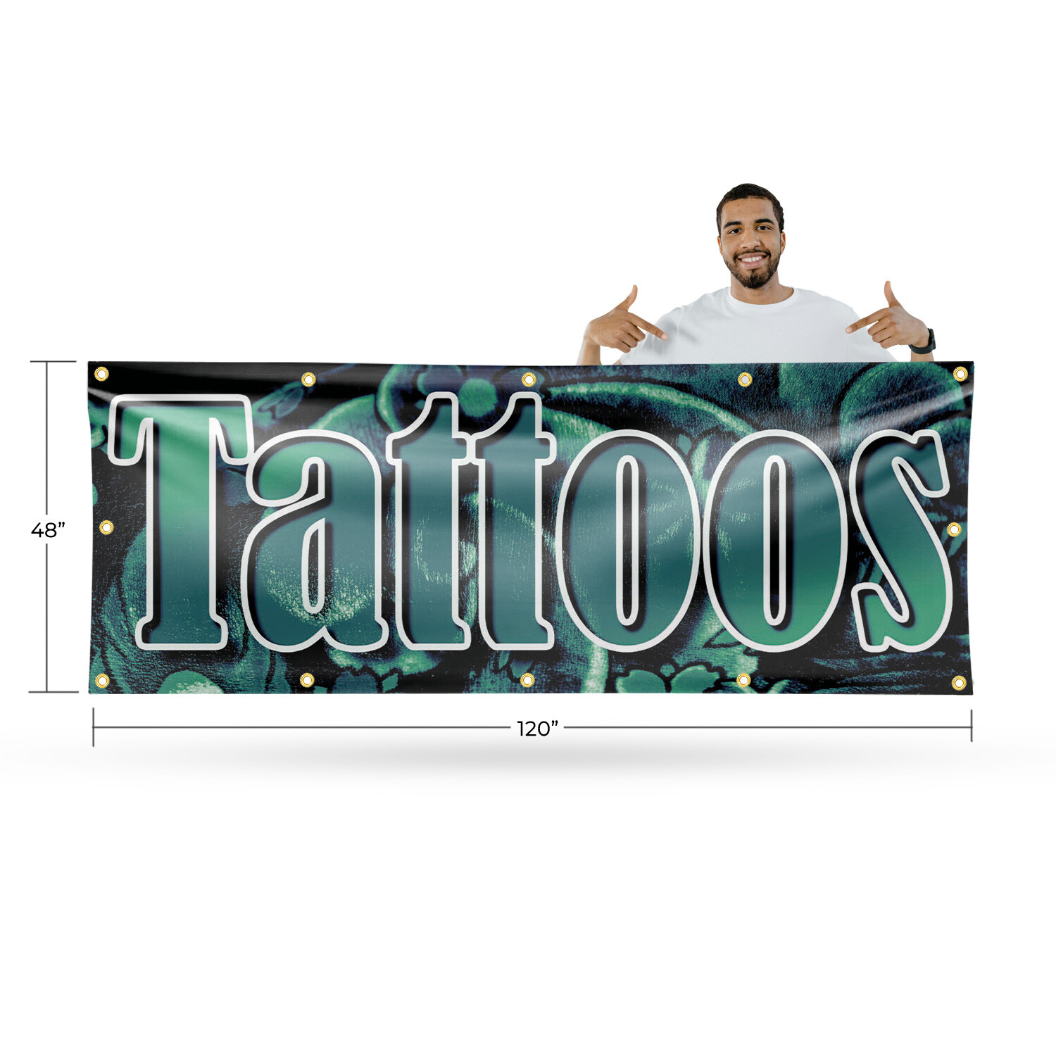 Tattoos 13 oz Vinyl Banner Sign with Metal Grommets Heavy-Duty Single-Sided