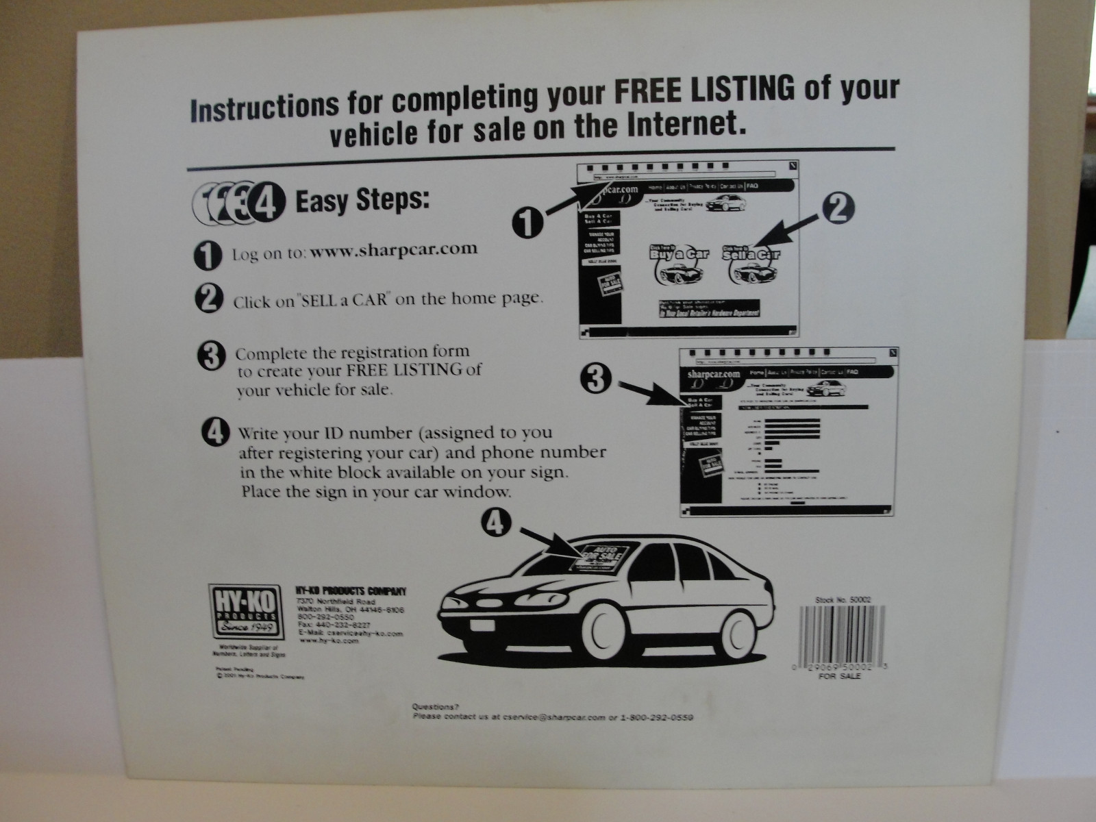 HY KO Products 50002 « For Sale » Sign 9&Prime; x 12&Prime;