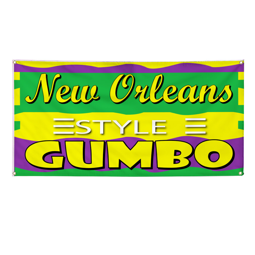 Vinyl Banner Multiple Sizes New Orleans Style Gumbo Restaurant Cafe Outdoor