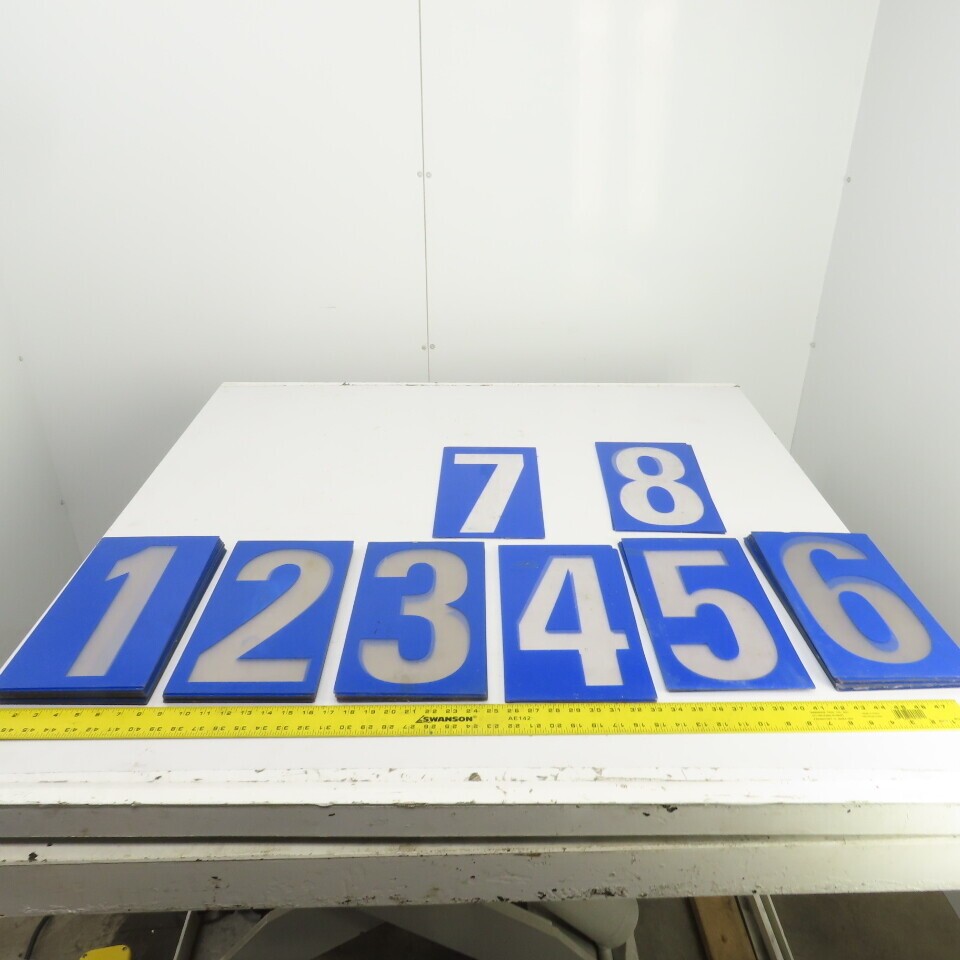 14&Prime; x 7-1/2&Prime; Plastic Marquee Numbers On Plexiglass 1 To 8 Lot Of 44
