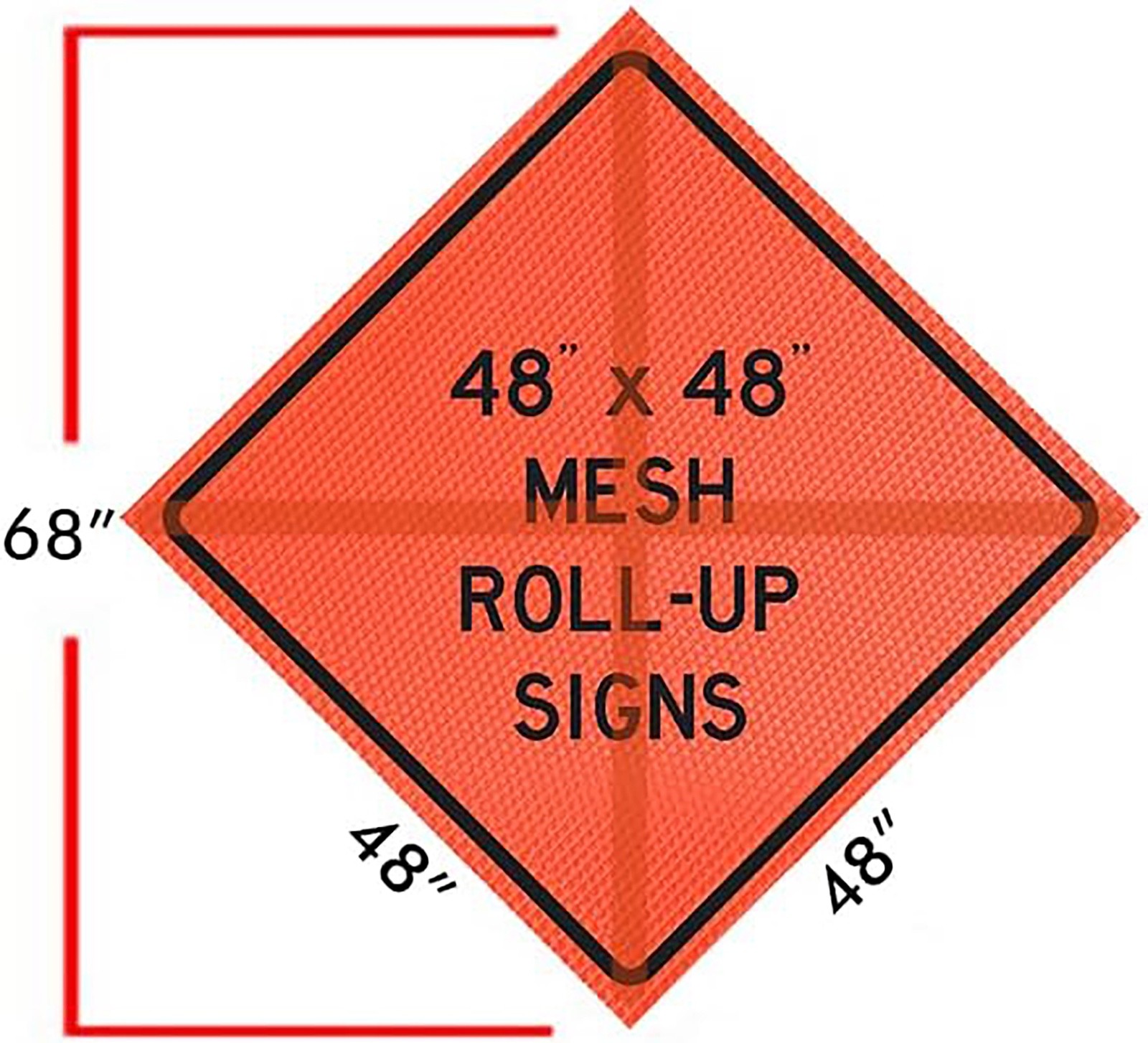 48&Prime; Custom Mesh Orange MUTCD Roll-Up Traffic Safety Sign & Aluminum Stand Kit