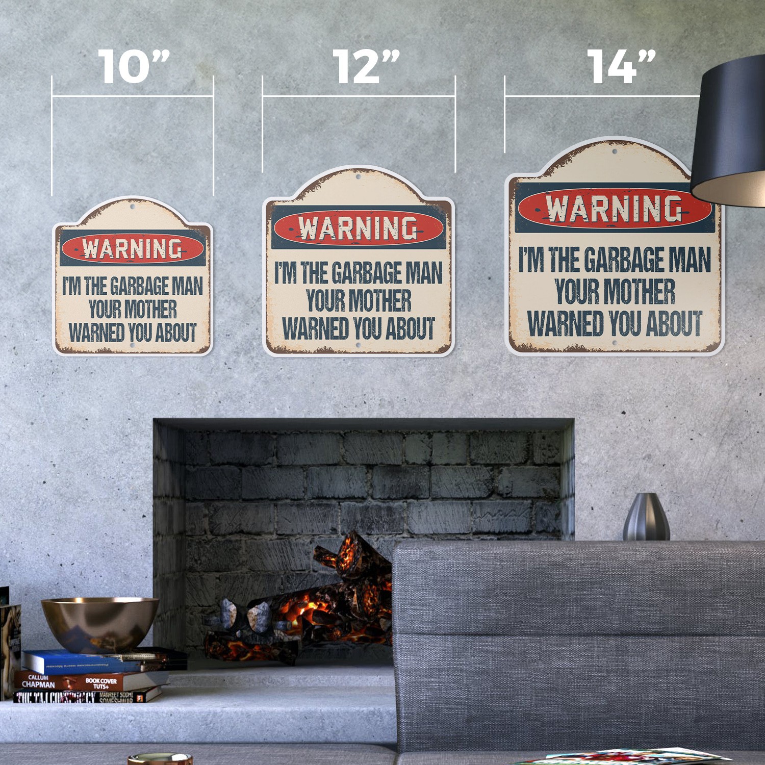 Beware Of Garbage Man Plastic Novelty Sign Classic Rust Wall Plaque
