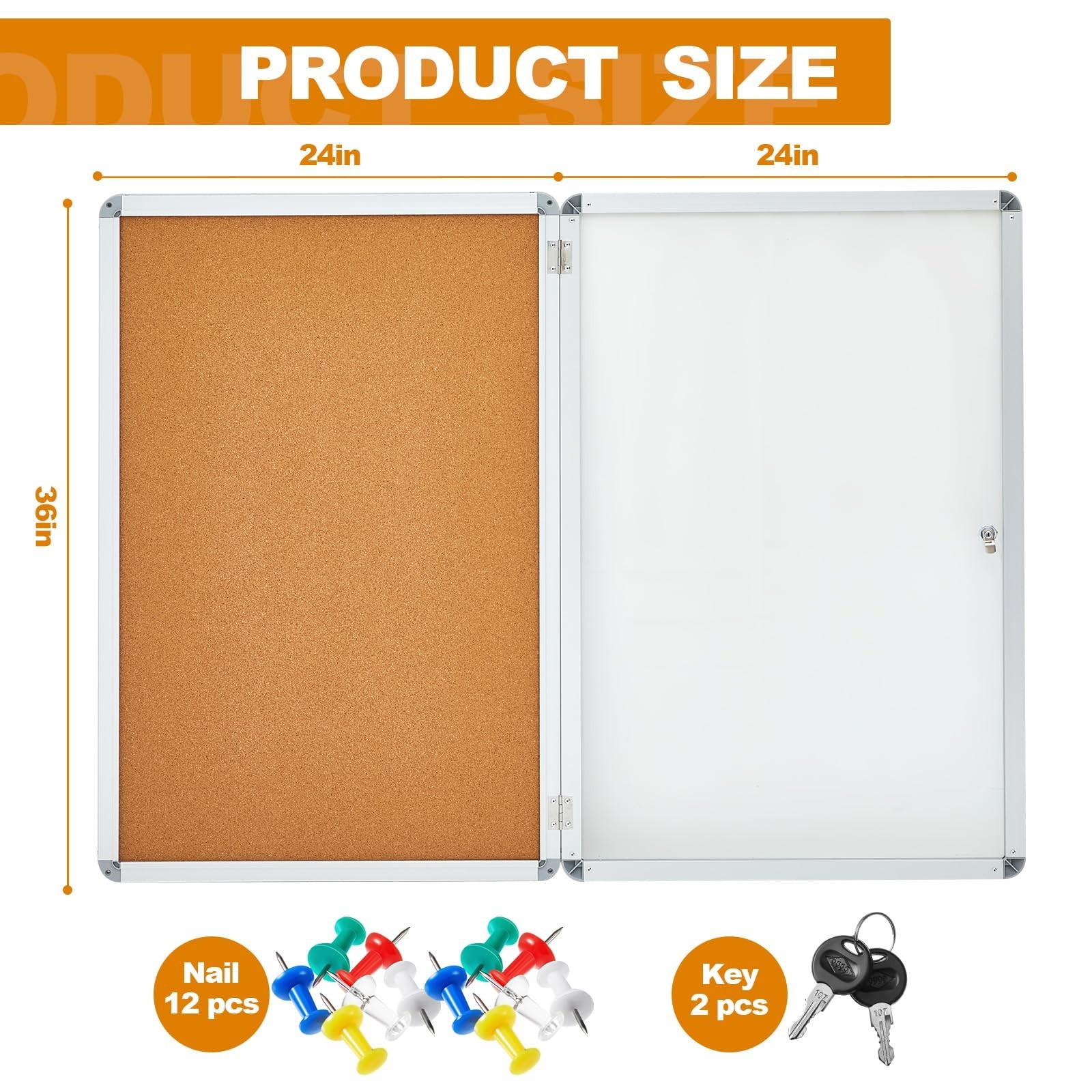 Geetery 36 x 24 Inch Enclosed Bulletin Board Tamperproof Lockable Cork Board …