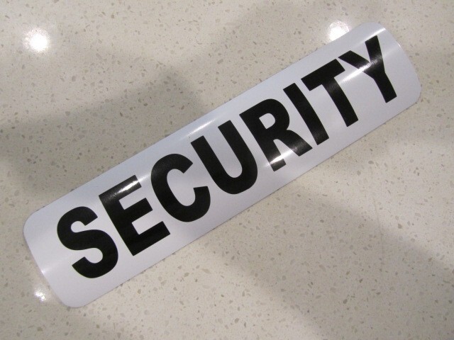 SECURITY White & Black Vehicle Magnetic Sign 3&Prime;x12&Prime; for Car Truck Van SUV