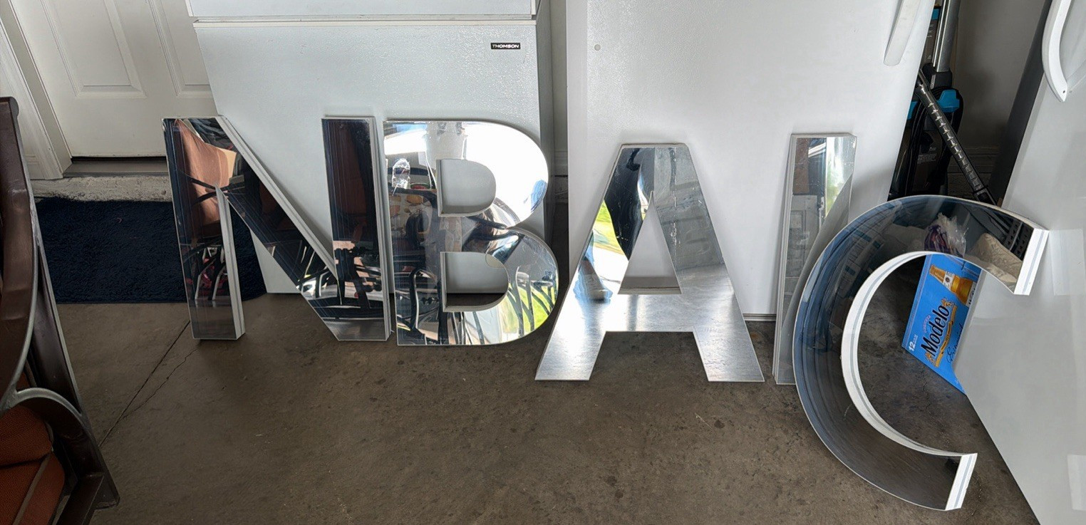 Large Silver Metal 3D Channel Letter Sign – NBAIC Letters!!