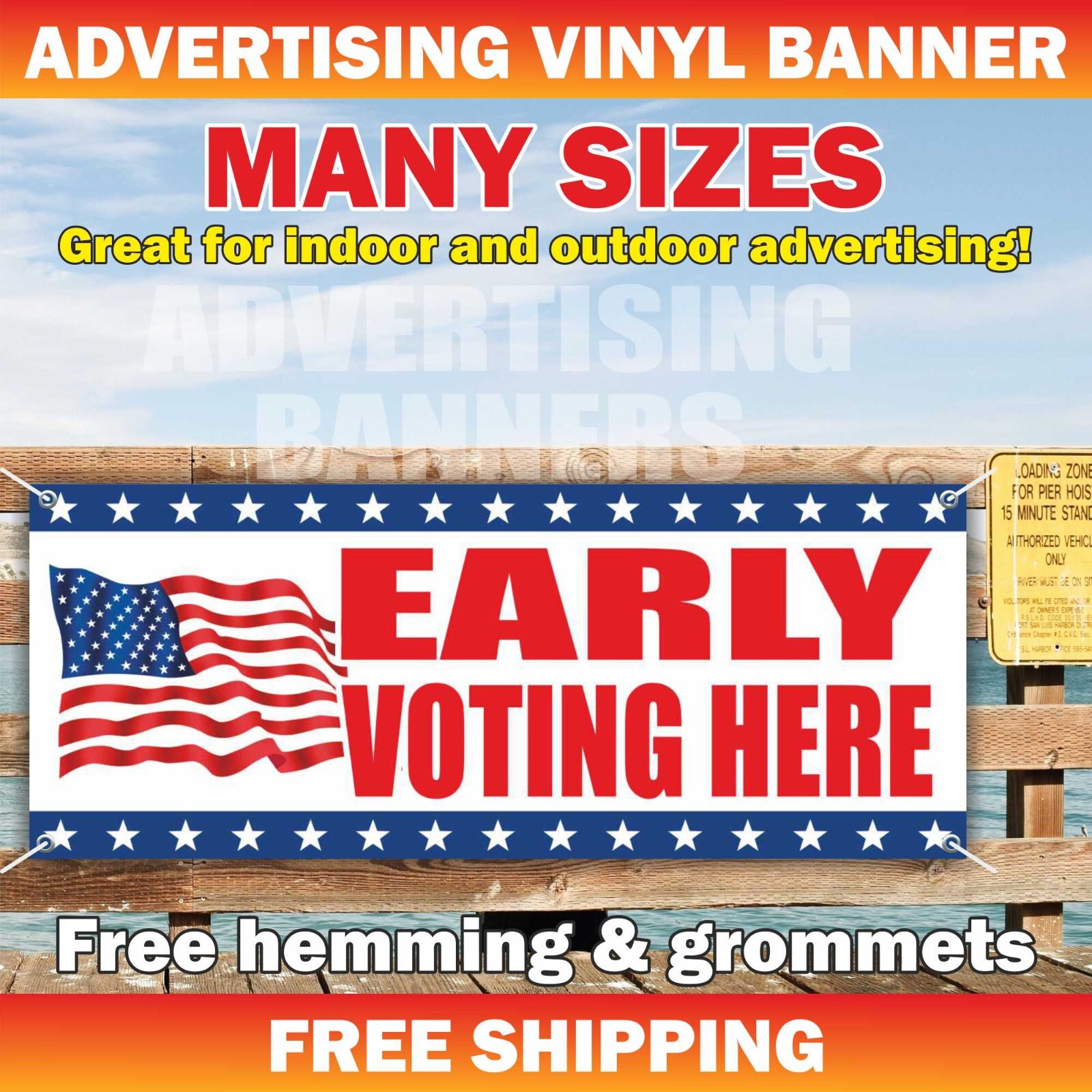 EARLY VOTING HERE Advertising Banner Vinyl Sign Vote ELECTION Politics Poster