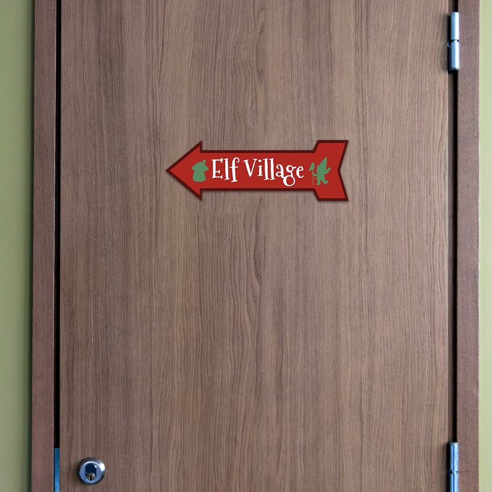 Arrow Shape Plus Elf Village 12×4&Prime; Wall or Door Sign