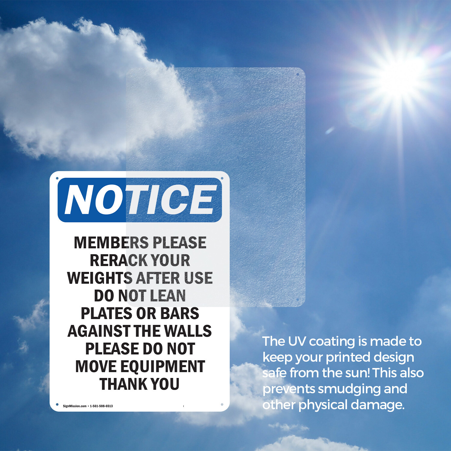(2 Pack) Members Please Rerack Your Weights OSHA Notice Sign Decal Metal Plastic