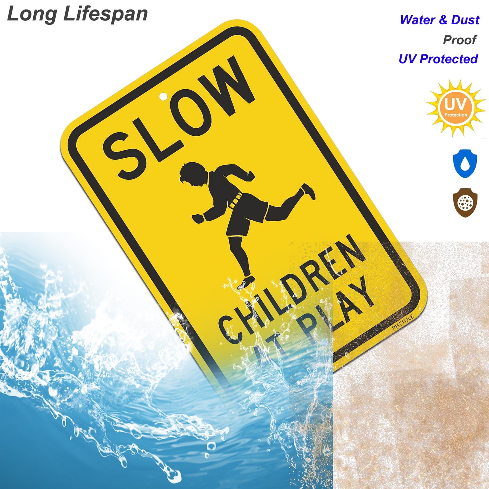 Slow Children at Play 18 x 12 inch Metal Kids Playing Safety Slow Down Sign f…