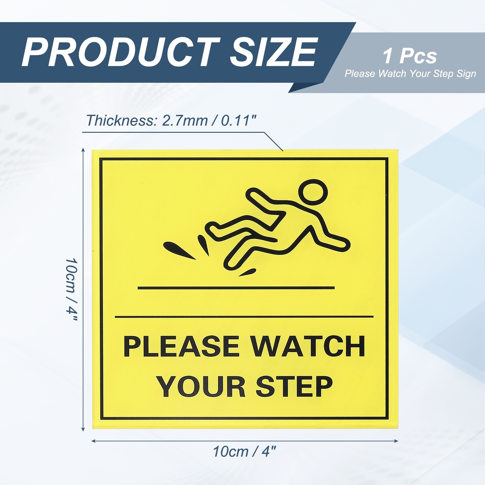 4&Prime; x 4&Prime; Please Watch Your Step Sign, 1 Pcs Warning Sign, Yellow with Black Text