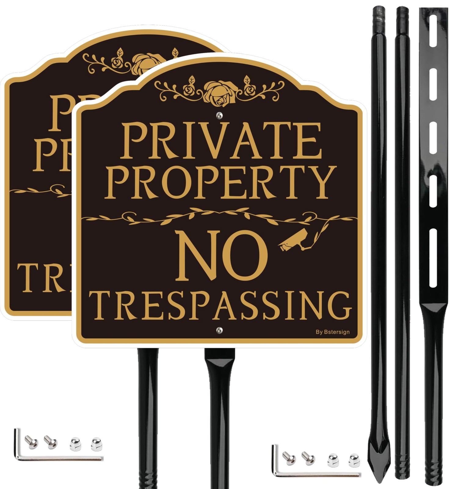 2Pack No Trespassing Sign Private Property with 54 inche Metal Stakes Posts, …