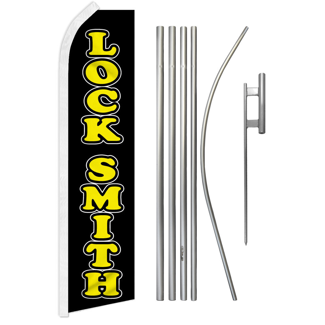 Locksmith Advertising Swooper Feather Flutter Flag Pole Kit Lock Smith Keys