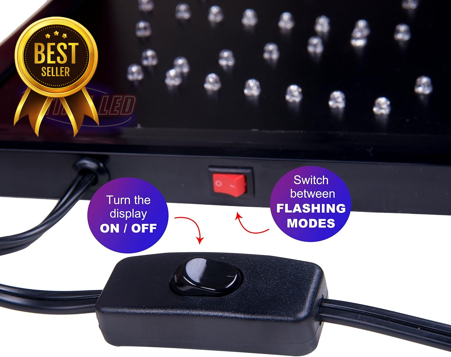 Vertical LED Open Sign with Flashing Mode Business Hours Open Closed Display
