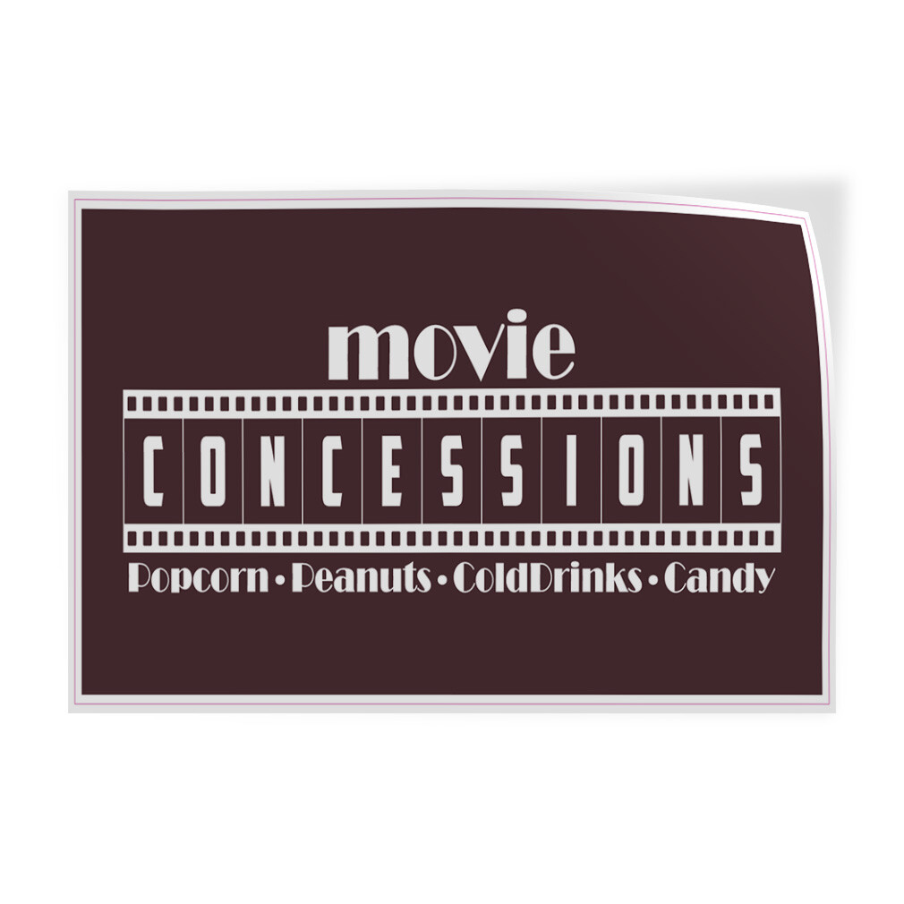 Decal Stickers Movie Concessions Popcorn Peanuts Cold Drinks Candy Vinyl