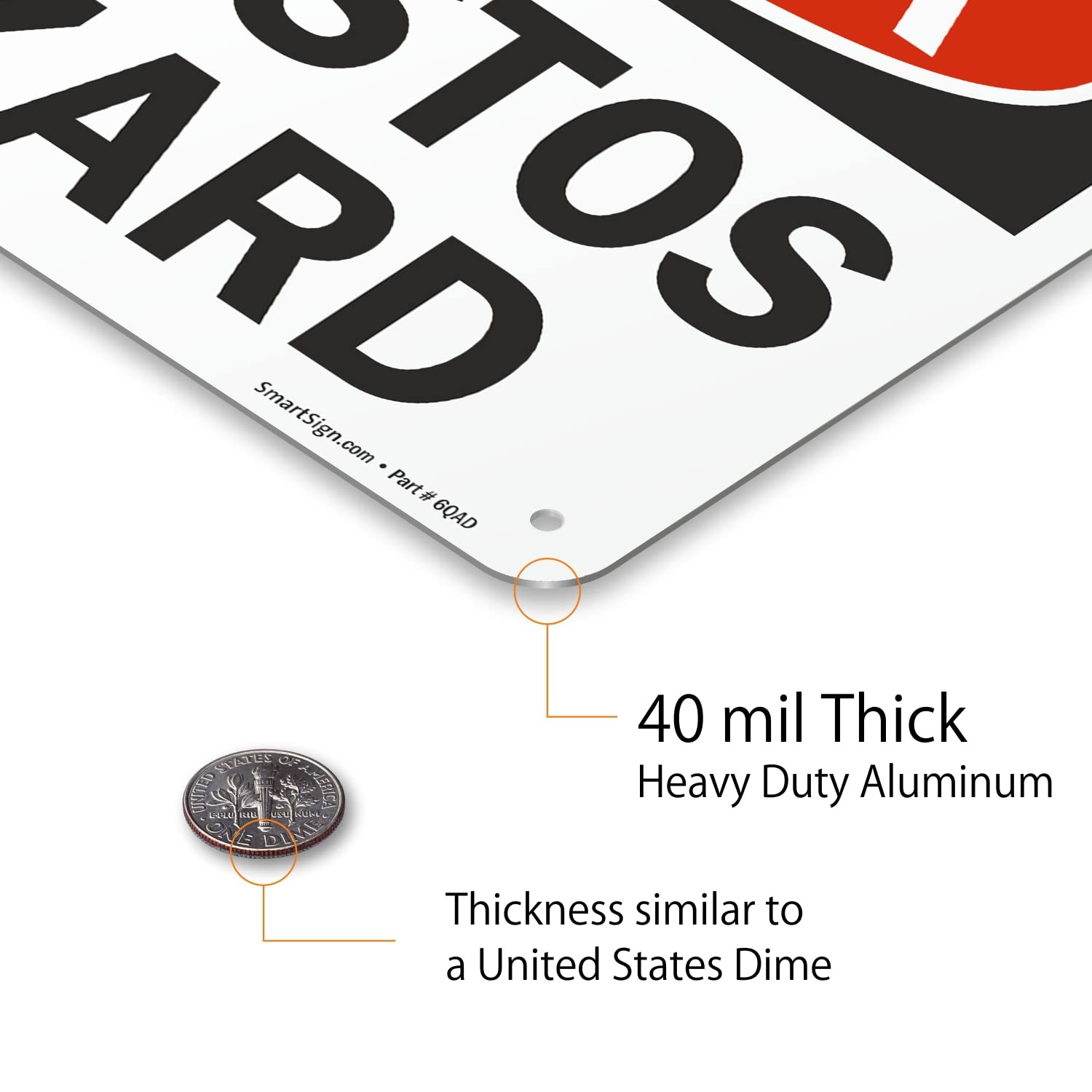 7×10 Inch OSHA Metal Sign Danger Asbestos Hazard Rustproof Aluminum 40 Mil