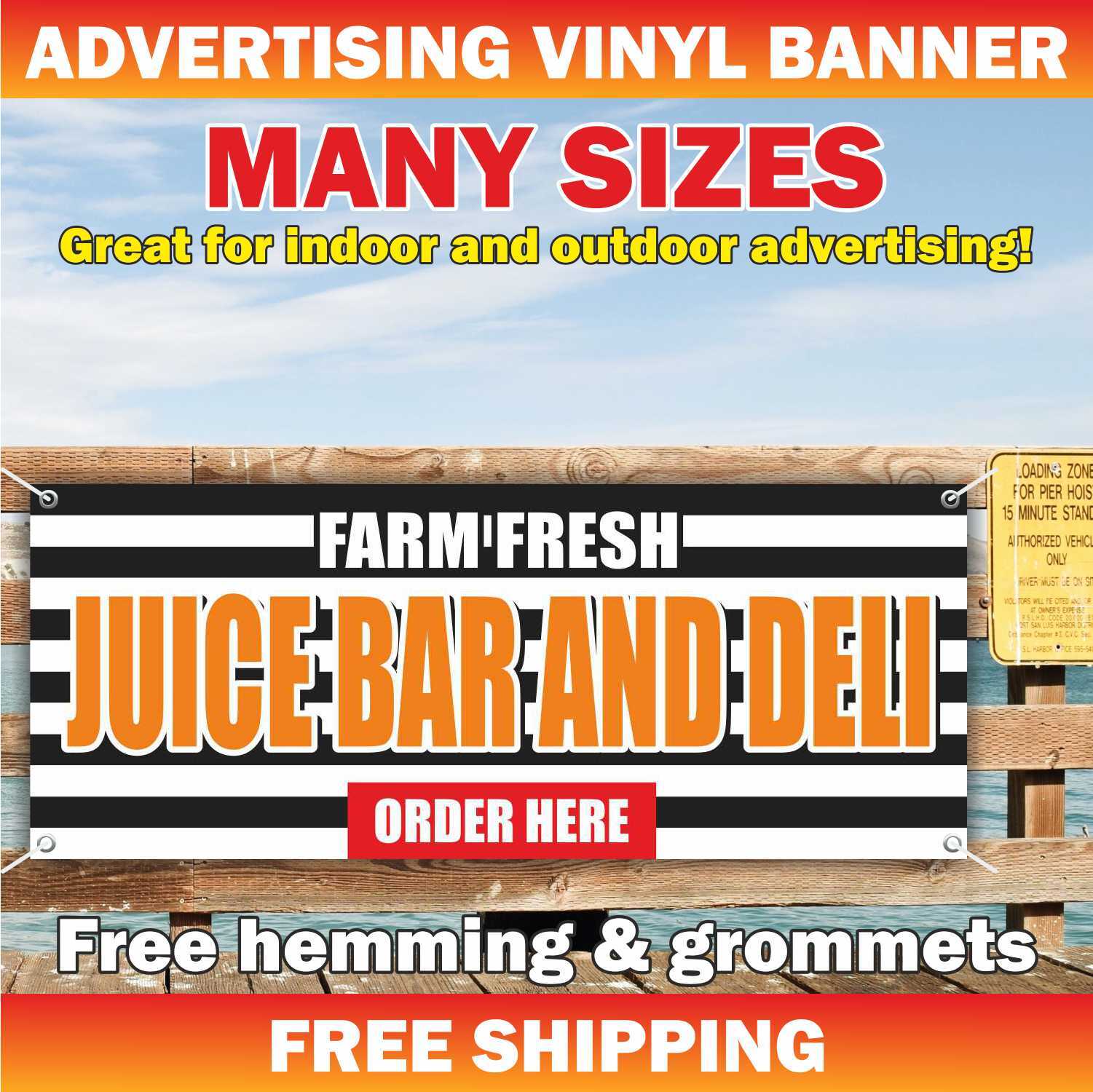 FARM FRESH JUICE BAR DELI ORDER HERE Advertising Banner Vinyl Mesh Sign Fruits