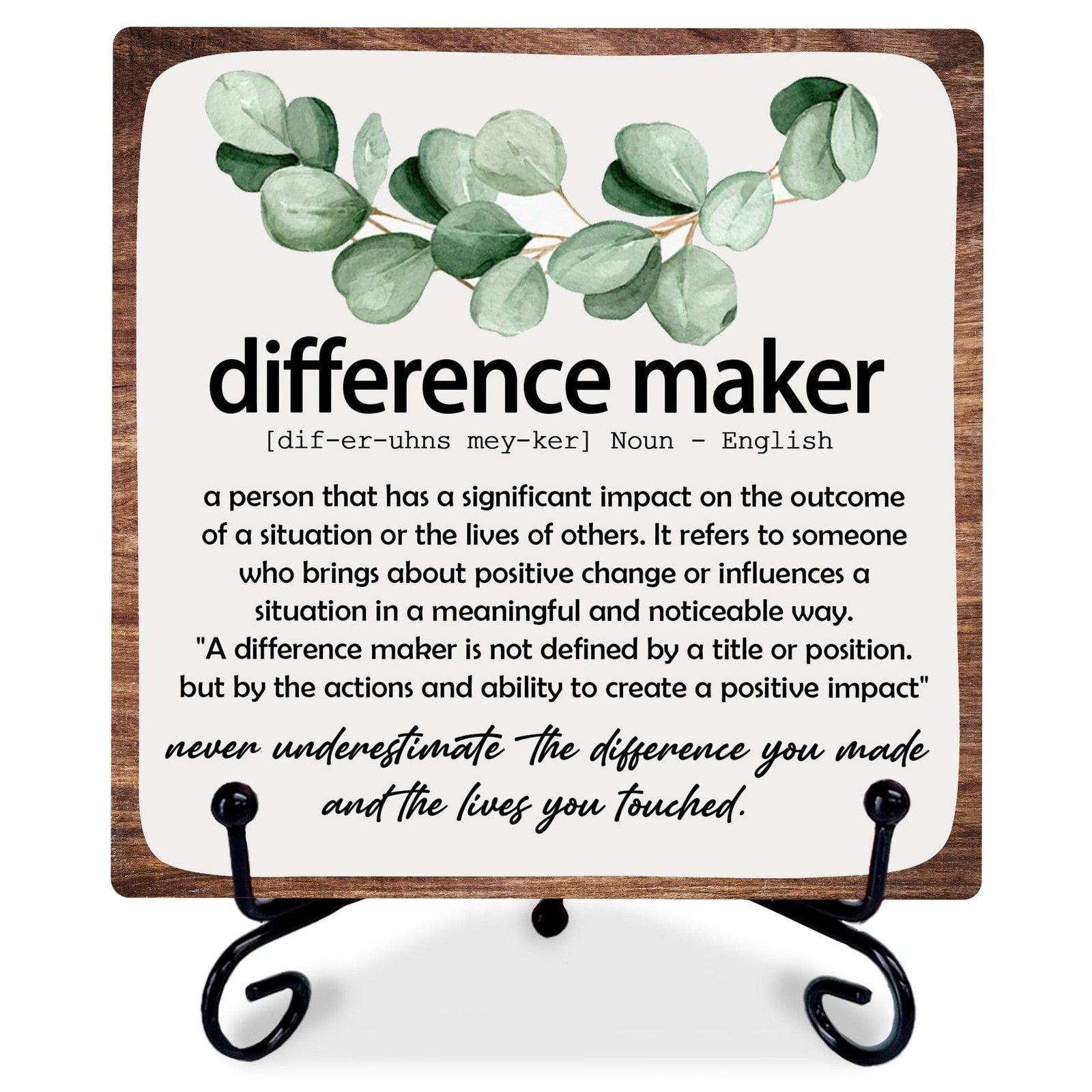 Thank You Wooden Sign With Metal Stand – Difference Maker Definition – Inspir…