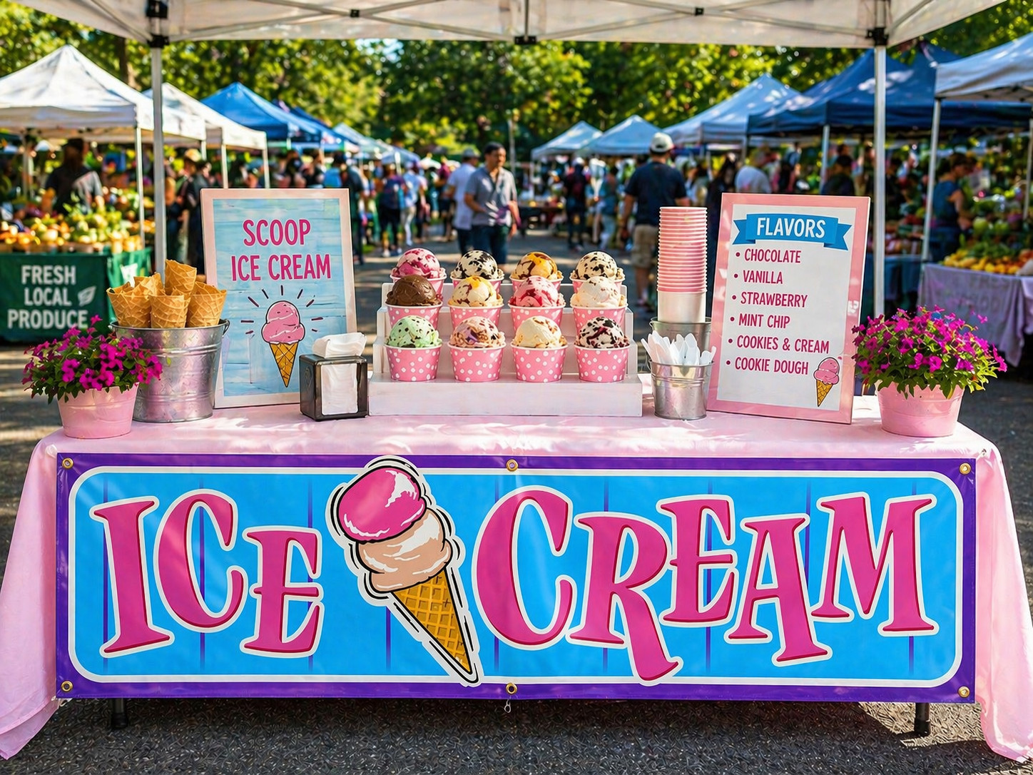 Ice Cream Vinyl Banner Sign – Concession – Craft Fair – 15oz Heavy Duty