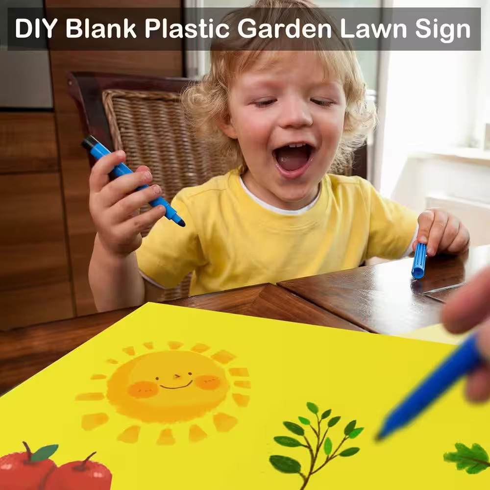 10-Pack 18 In. X 12 In. Blank Yard Signs with Stakes – Waterproof Corrugated Pla