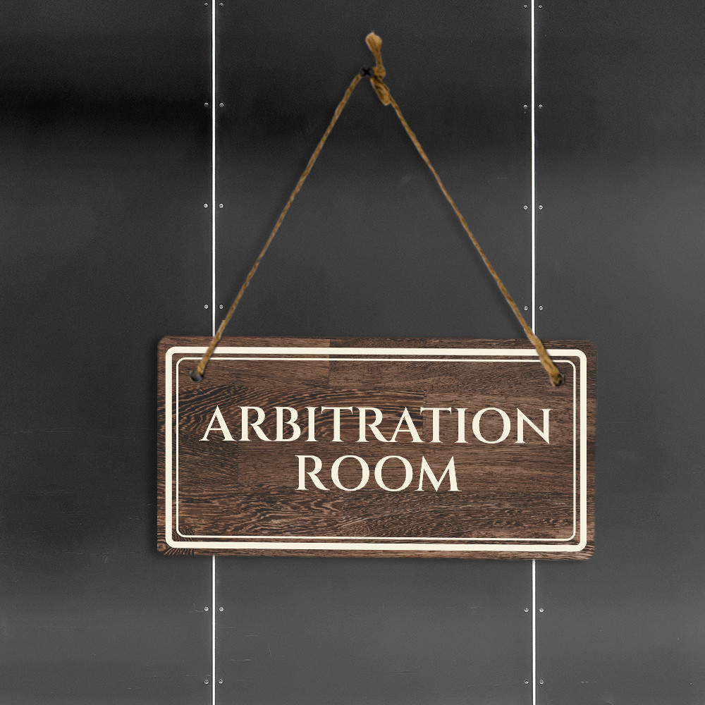Arbitration Room 5&Prime; x 10&Prime; Hanging Wall or Door Sign | Legal and Court Signage