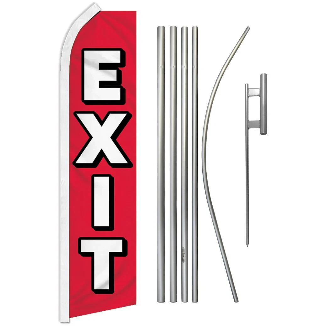 Exit (Red) Swooper Advertising Flag & Pole Kit