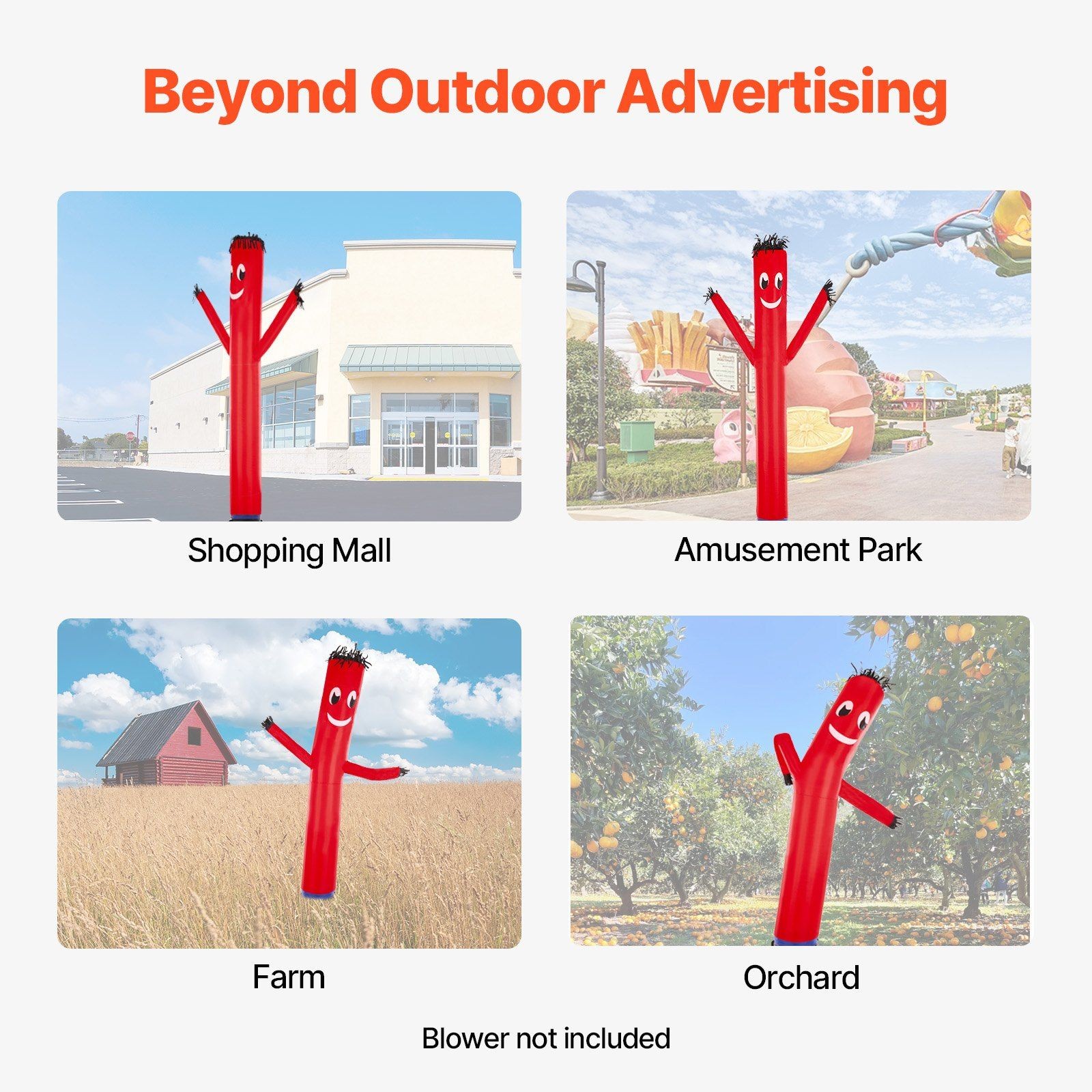 20ft Fluttering Man Figure Red Glow 190T Premium Cloth No Blower