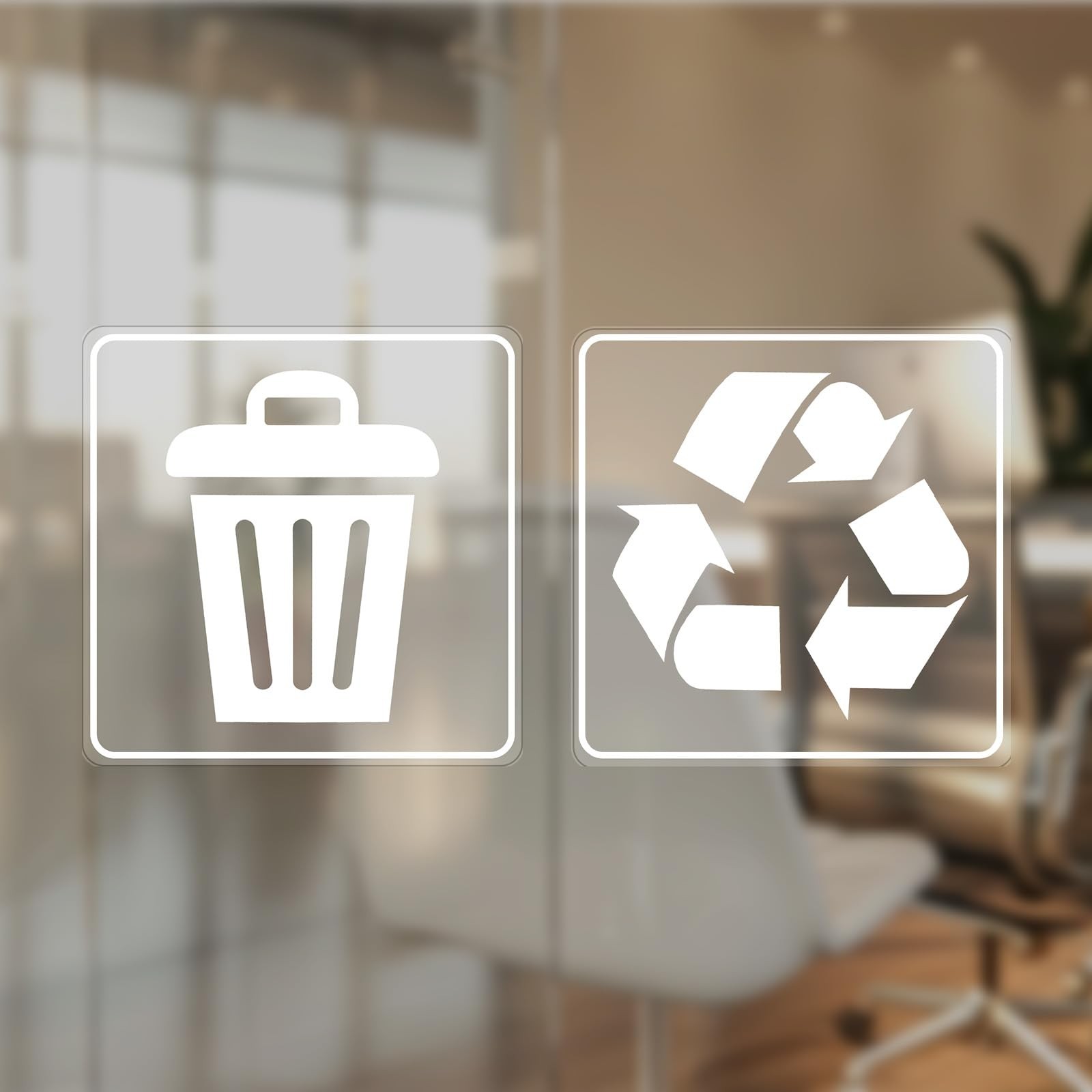 20 Pack 3×3 Inches Trash and Recycle Stickers, Clear Weatherproof Self Adhesi…