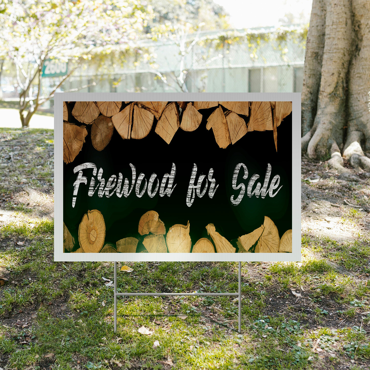 Firewood For Sale Yard Sign Affordable Pricing, Freshly Cut, Outdoor Display