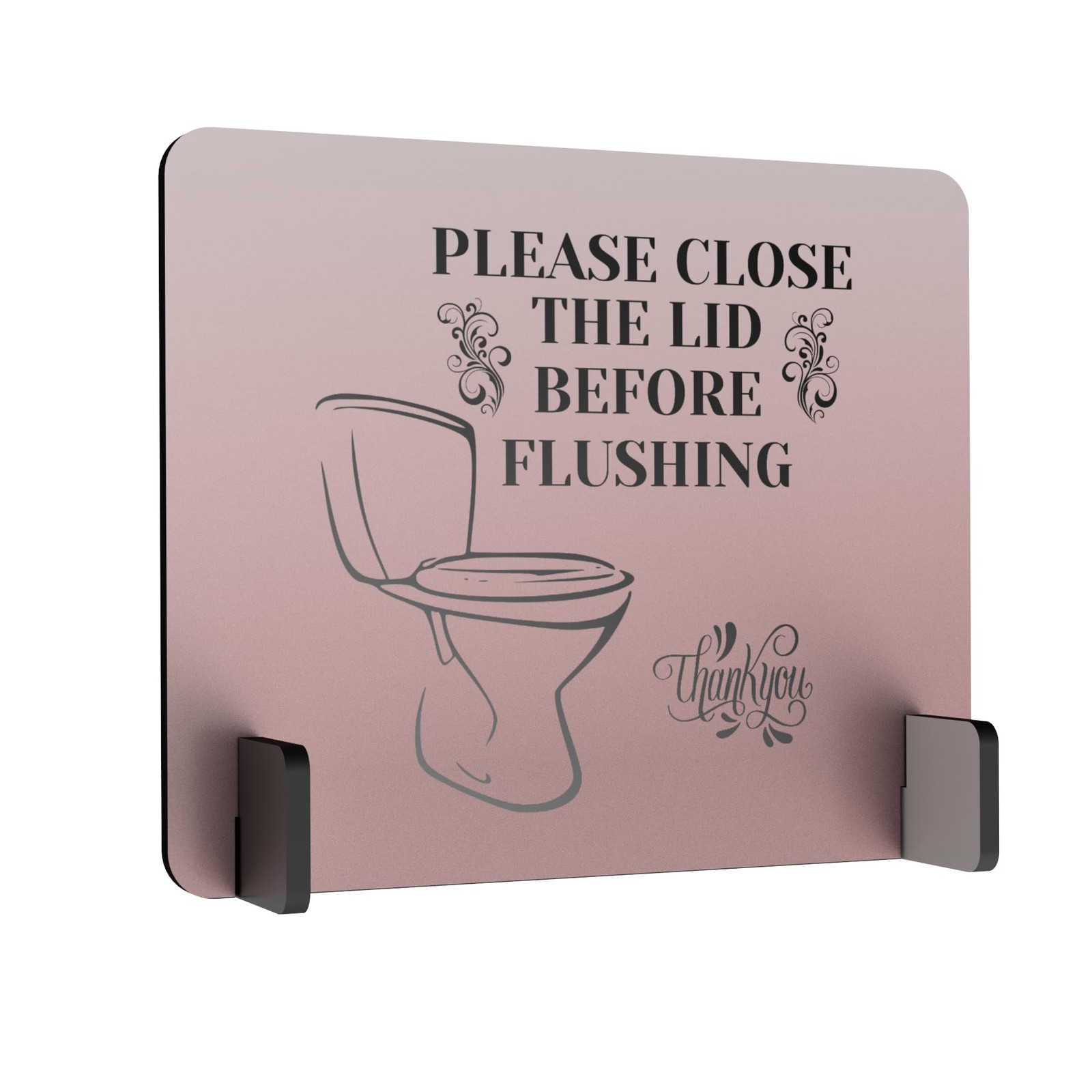 Elegant FreeStanding Bathroom Sign Close Toilet Lid Aluminum Decor Reminder