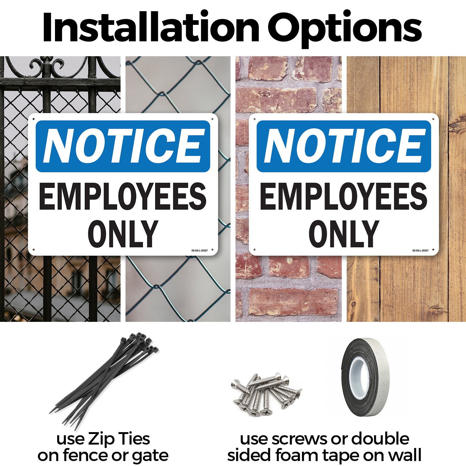 Employees Only OSHA Notice Sign Metal, Plastic, Or Decal – 5 or 10 Pack