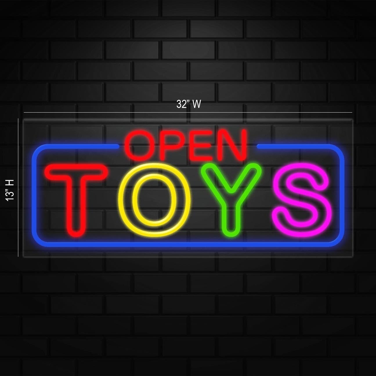 Open Toys Neon Sign for Retail Displays | LED Flex Neon | 32&Prime;W x 13&Prime;H x 1&Prime;D