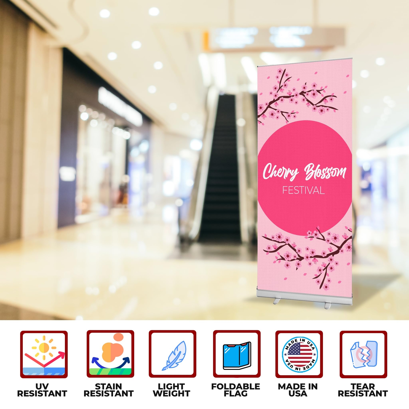 Festivals Sign Retractable Banner Stand | Backdrop Roll-up Banner Stand w/ Cover