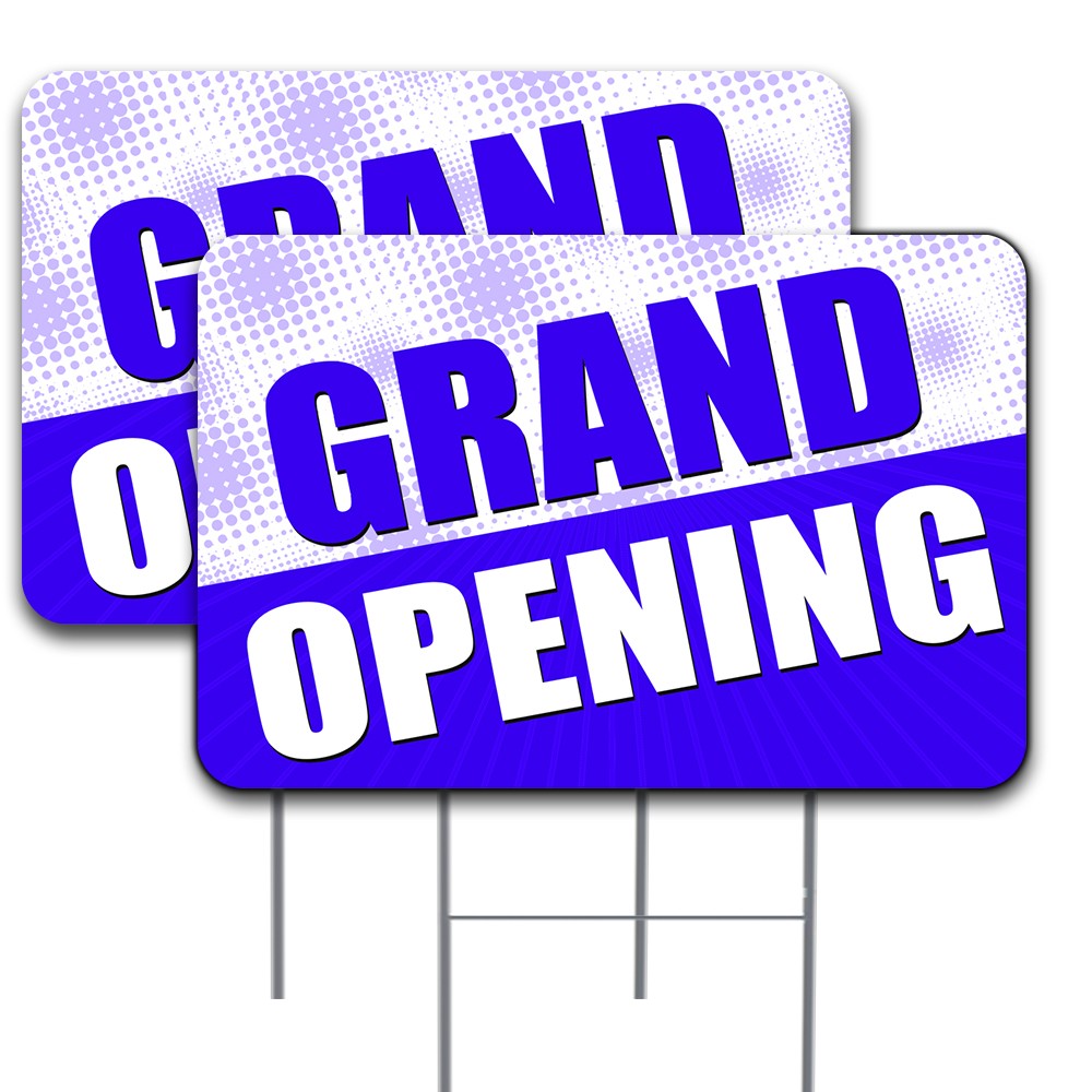 GRAND OPENING 2 Pack Double-Sided Yard Signs 16&Prime; x 24&Prime; with Metal Stakes (Made i