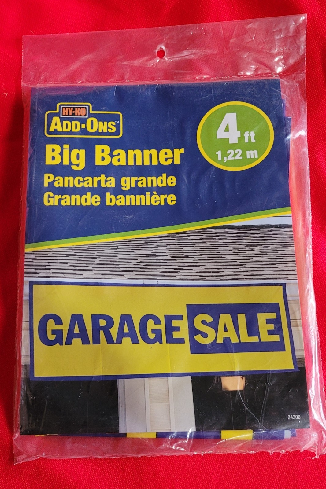 BLUE & YELLOW 4 FOOT VINYL GARAGE SALE HANGING BANNER 48&Prime;X18&Prime;