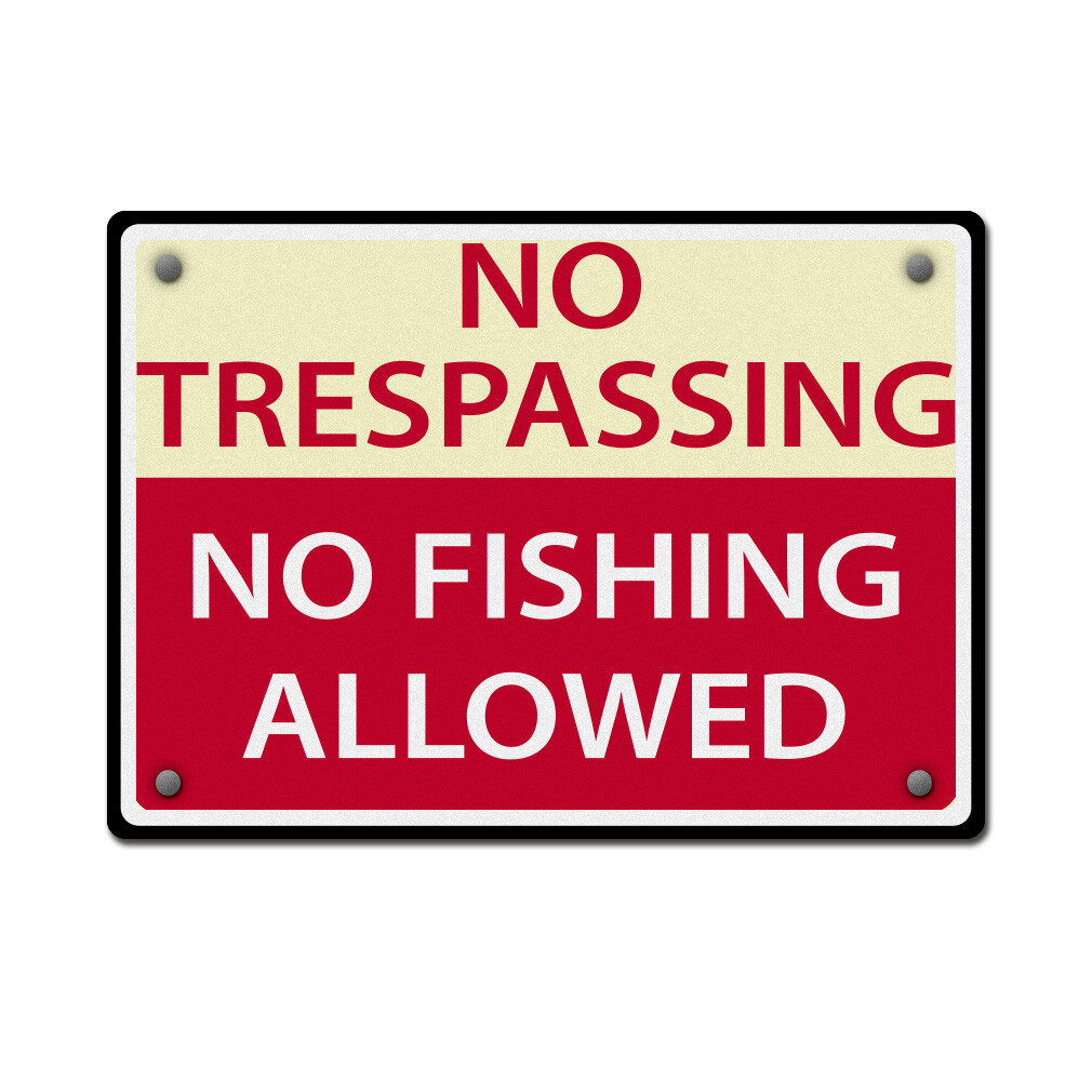 Aluminum Horizontal Metal Sign No Trespassing Fishing Allowed Activity Park Red