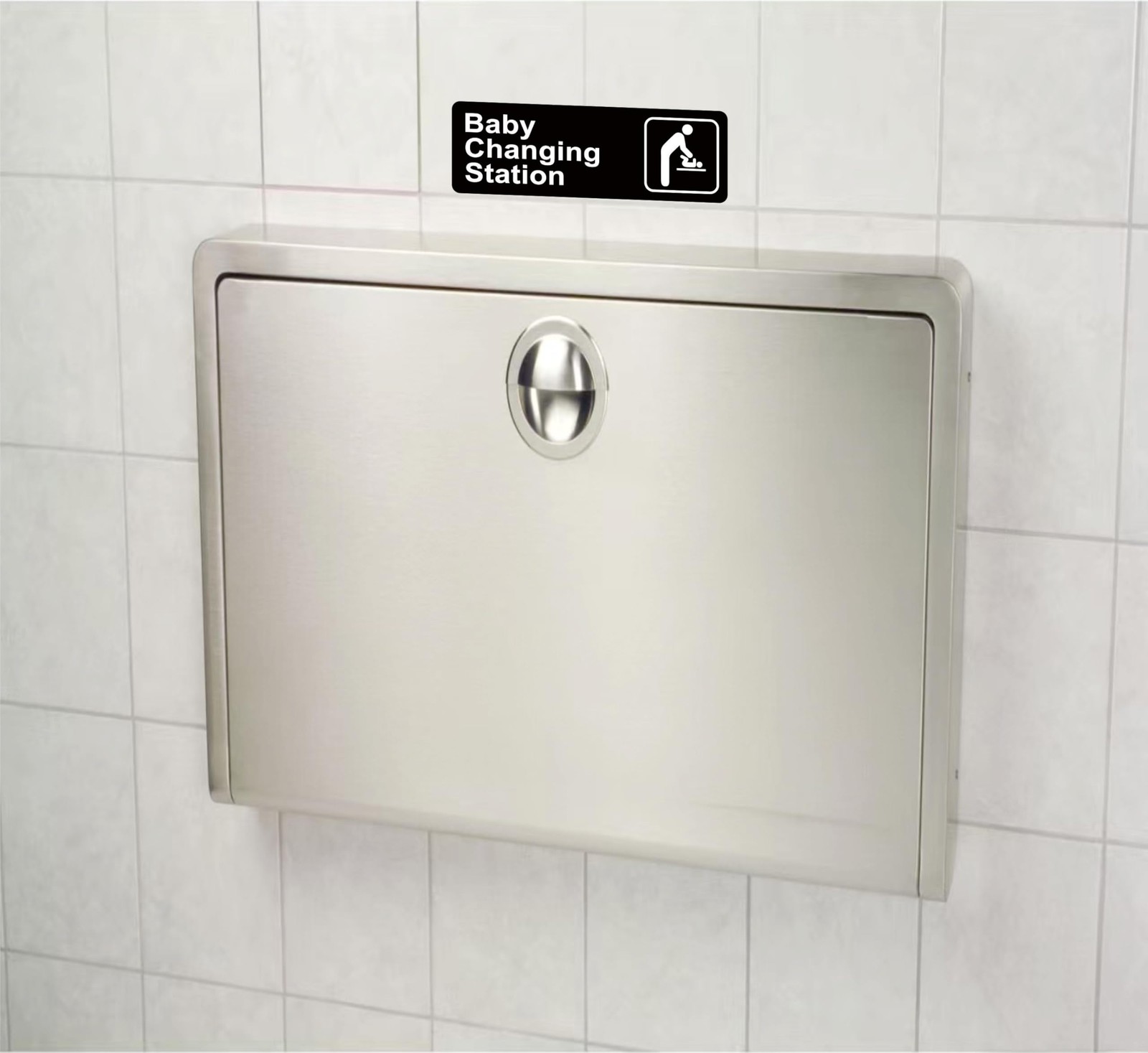 9×3 Inch Baby Changing Station Sign Acrylic Black/White Super Strong Adhesive