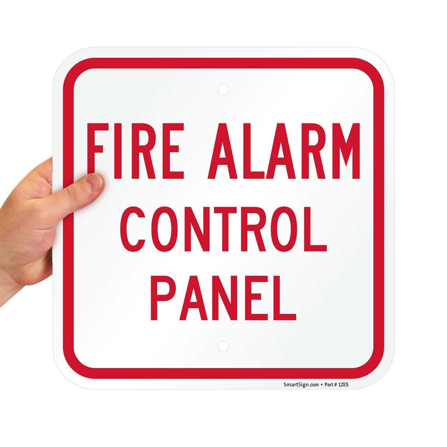 Fire Alarm Control Panel Sign 12×12 Inch Aluminum Red On White