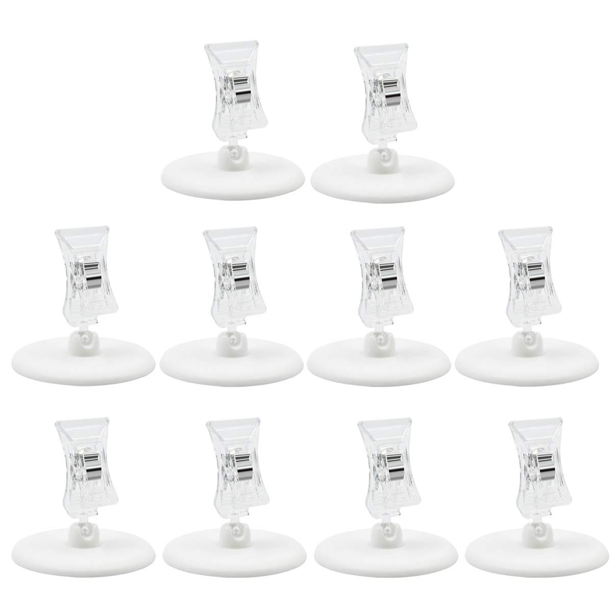 eZAKKA 10Pcs Sign Clips Rotatable Place Card Name Cards 5.5×5.4cm, White